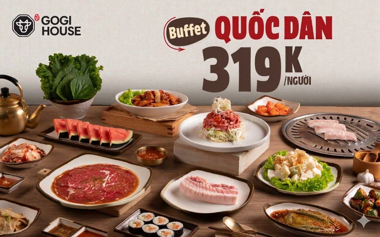 BUFFET GOGI HOUSE 199K VỚI 15 MÓN ĐẶC SẮC DÀNH RIÊNG CHO HỘI U22 YÊU NƯỚNG
